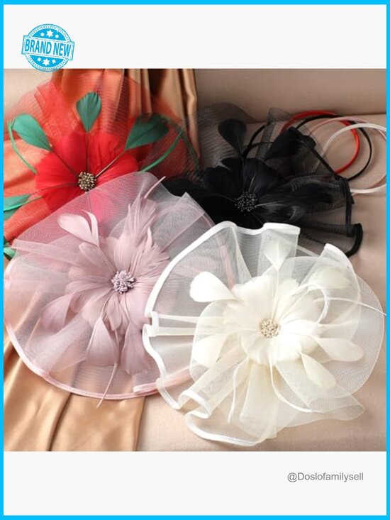 Vintage Tea Party Fascinator Headband - Mesh Kentucky Derby Hat with Feathers main image 7